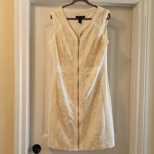 NWT size 14 sleeveless cream and gold glitter dress